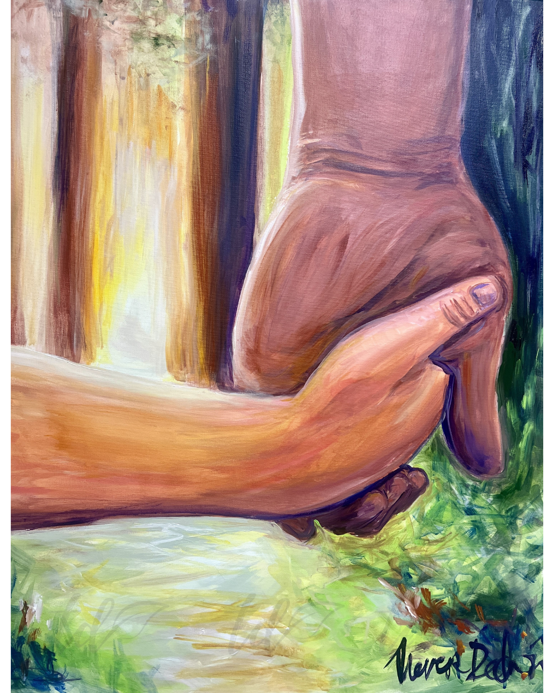 An artwork of a father and child holding hands, prophetic art, Theresa Dedmon, Artist