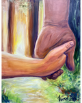 An artwork of a father and child holding hands, prophetic art, Theresa Dedmon, Artist