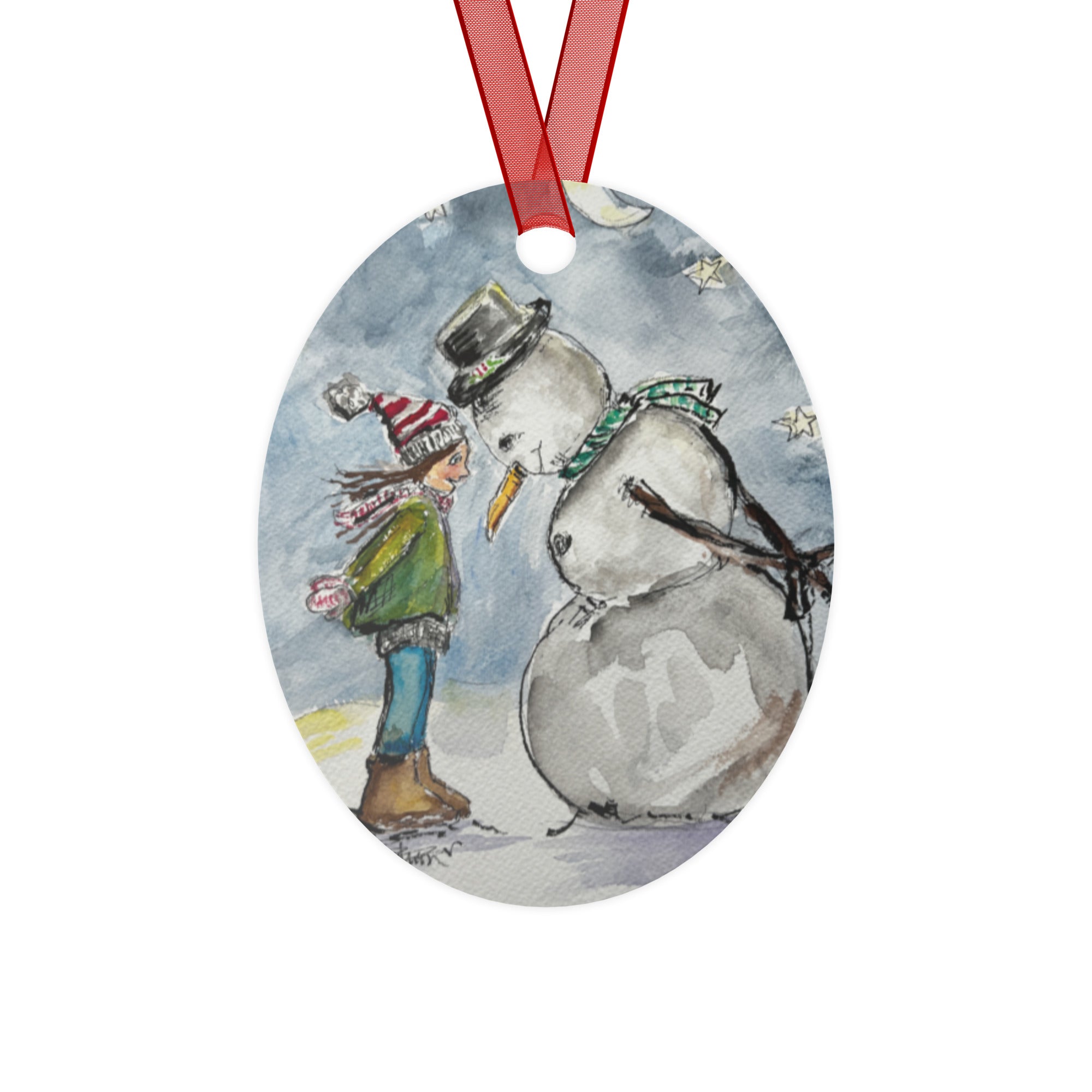Child & Snowman - Christmas Ornament