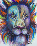 A colorful artwork of a lion, prophetic art, Theresa Dedmon, Artist