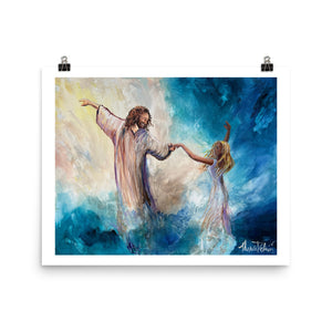 "Jesus Dancing With The Woman" - Prophetic Art Print with Poem