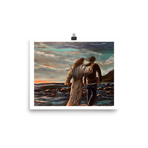 "Jesus walking along the beach" Prophetic Art Print